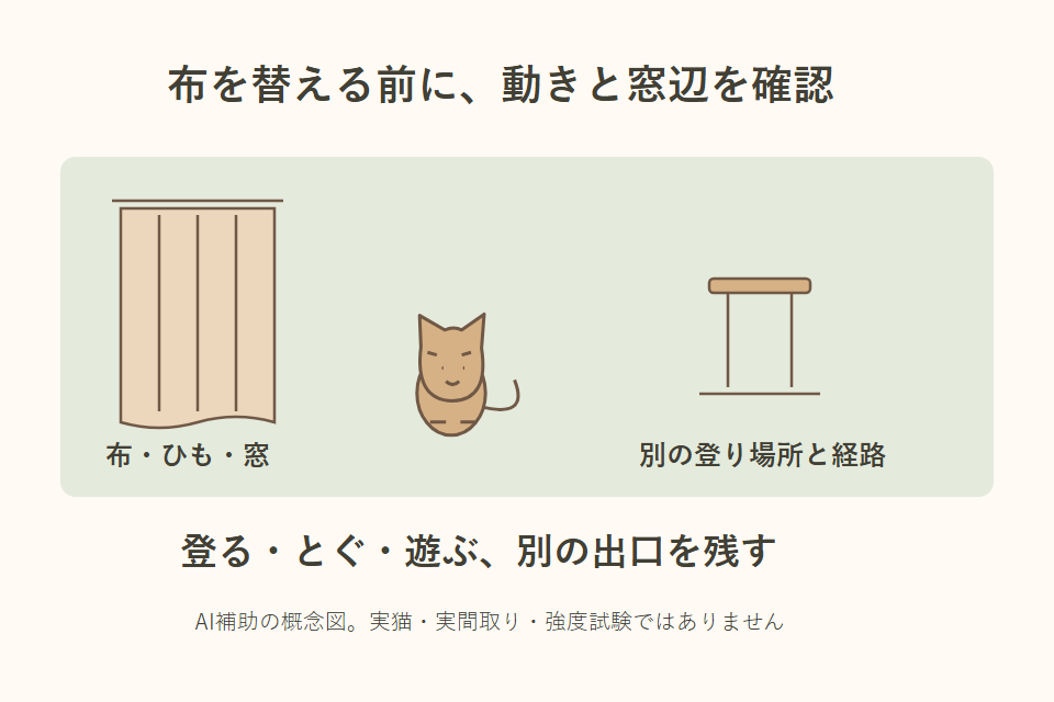 布と窓辺・別の登り場所を分けた独自説明図