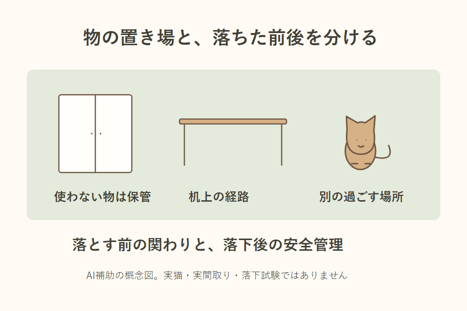 机の物と経路・別の場所を分けた独自説明図