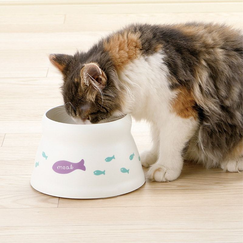 成猫用S058998:猫が食器へ顔を近づける公式の使用例